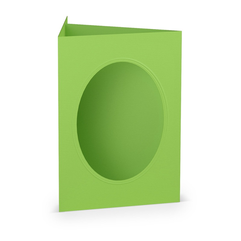 cartes passe partout (portrait) colorées - vert (pomme) 120 x 169 mm (din b6) | 220 g/m² côtelé (paperado) | passe-partout ovale 8,7 x 11,2 cm | pas de fermeture | pas de rabat | 50 pièces
