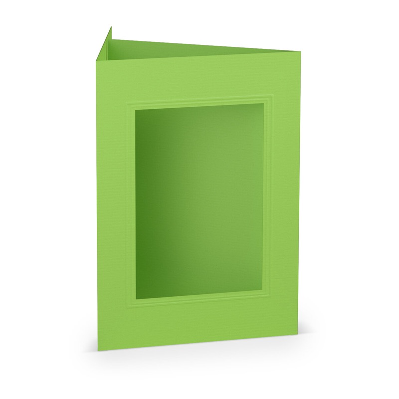 cartes passe partout (portrait) colorées - vert (pomme) 120 x 169 mm (din b6) | 220 g/m² côtelé (paperado) | passe-partout carré 7,6 x 11 cm | pas de fermeture | pas de rabat | 50 pièces