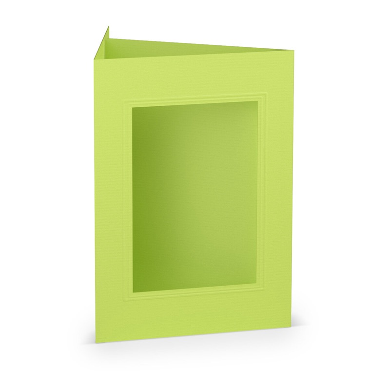 cartes passe partout (portrait) colorées - vert (vert de mai) 120 x 169 mm (din b6) | 220 g/m² côtelé (paperado) | passe-partout carré 7,6 x 11 cm | pas de fermeture | pas de rabat | 50 pièces