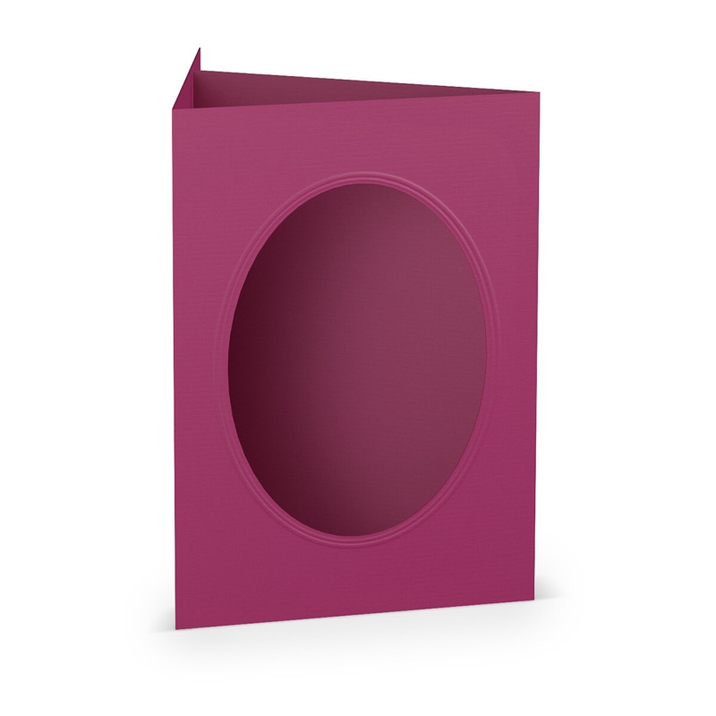 cartes passe partout (portrait) colorées - violet (amarena) 120 x 169 mm (din b6) | 220 g/m² côtelé (paperado) | passe-partout ovale 8,7 x 11,2 cm | pas de fermeture | pas de rabat | 50 pièces