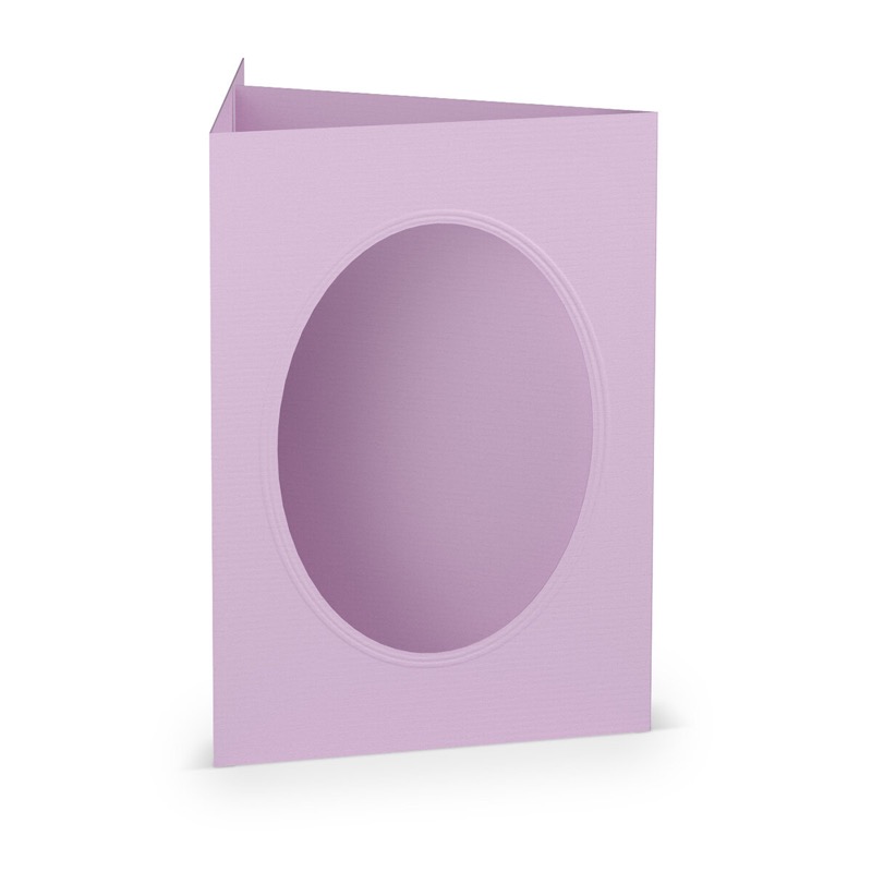 cartes passe partout (portrait) colorées - violet (orchidée lilas) 120 x 169 mm (din b6) | 220 g/m² côtelé (paperado) | passe-partout ovale 8,7 x 11,2 cm | pas de fermeture | pas de rabat | 50 pièces