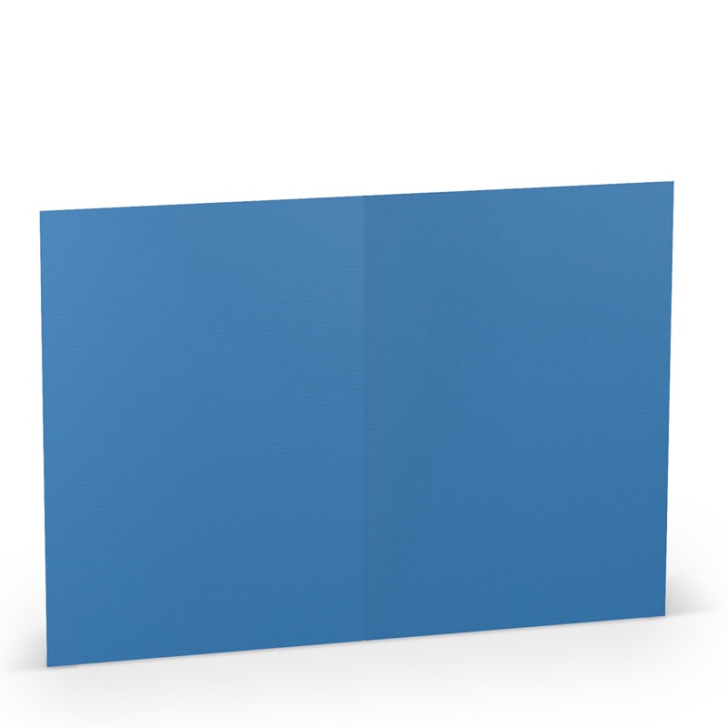 cartes pliantes (portrait) colorées bleu (bleu dur) 120 x 169 mm (din b6) | 220 g/qm côtelé (paperado) | sans fenêtre | pas de fermeture | pas de rabat | 50 pièces