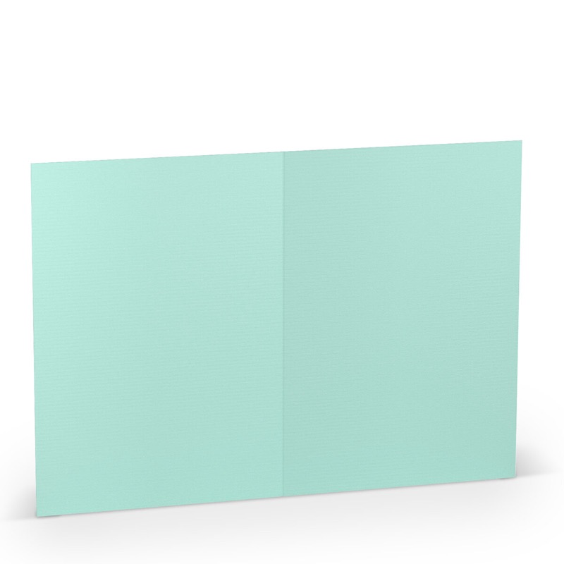 cartes pliantes (portrait) colorées bleu (turquoise caraïbe) 120 x 169 mm (din b6) | 220 g/qm côtelé (paperado) | sans fenêtre | pas de fermeture | pas de rabat | 50 pièces