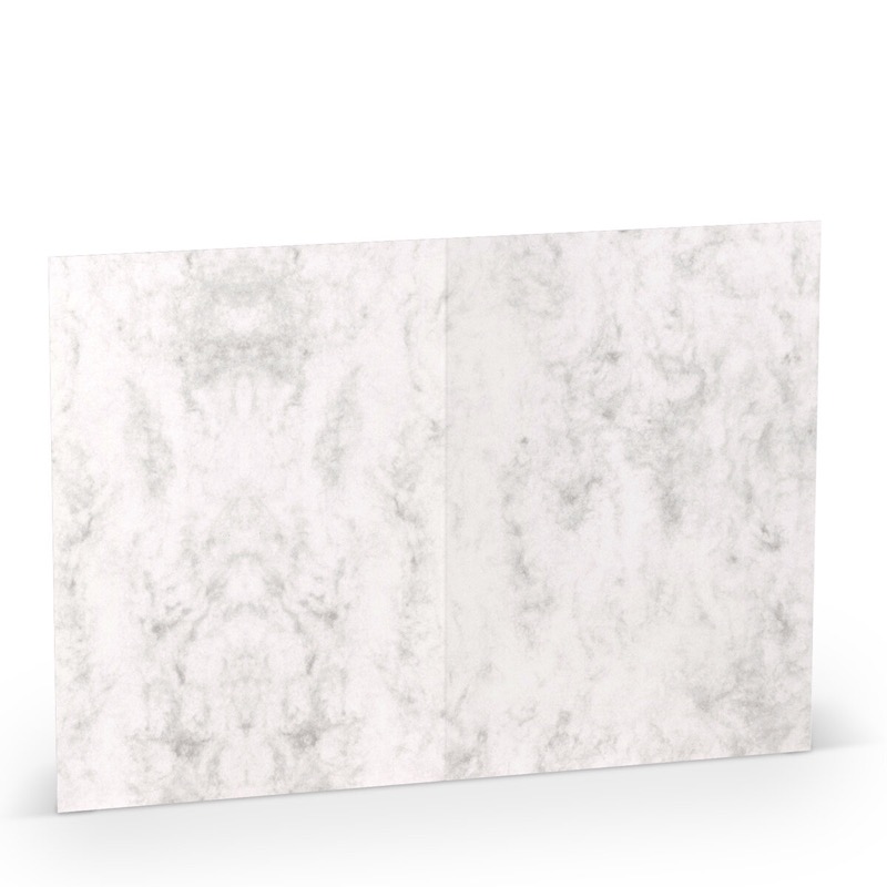 cartes pliantes (portrait) colorées gris (gris marbré) 120 x 169 mm (din b6) | 220 g/qm offset (paperado) | sans fenêtre | pas de fermeture | pas de rabat | 50 pièces
