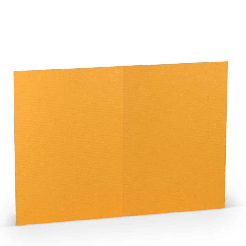 cartes pliantes (portrait) colorées jaune (ocre jaune) 120 x 169 mm (din b6) | 220 g/qm côtelé (paperado) | sans fenêtre | pas de fermeture | pas de rabat | 50 pièces