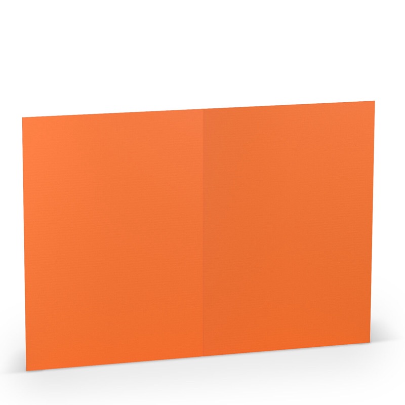 cartes pliantes (portrait) colorées orange 120 x 169 mm (din b6) | 220 g/qm côtelé (paperado) | sans fenêtre | pas de fermeture | pas de rabat | 50 pièces