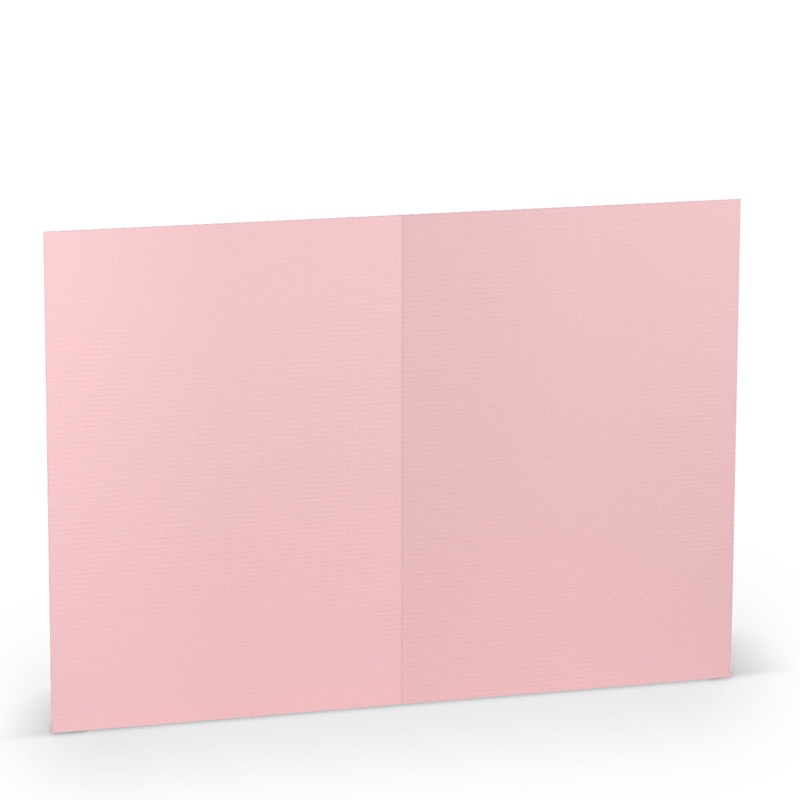 cartes pliantes (portrait) colorées rose (rose flamant) 120 x 169 mm (din b6) | 220 g/qm côtelé (paperado) | sans fenêtre | pas de fermeture | pas de rabat | 50 pièces