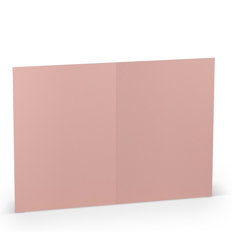 cartes pliantes (portrait) colorées rose (vieux rose) 120 x 169 mm (din b6) | 220 g/qm côtelé (paperado) | sans fenêtre | pas de fermeture | pas de rabat | 50 pièces