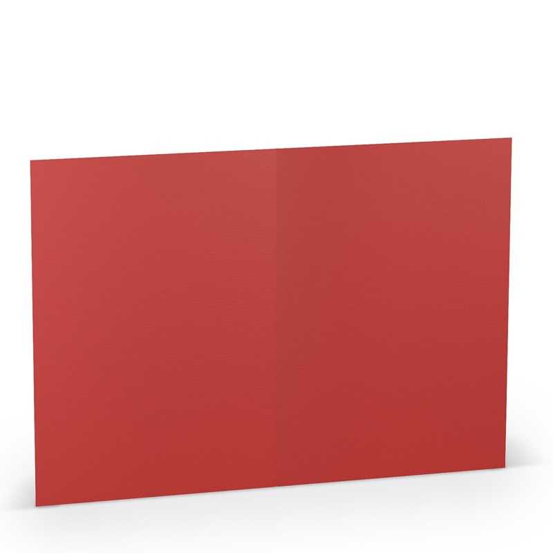 cartes pliantes (portrait) colorées rouge (rouge tomate) 120 x 169 mm (din b6) | 220 g/qm côtelé (paperado) | sans fenêtre | pas de fermeture | pas de rabat | 50 pièces