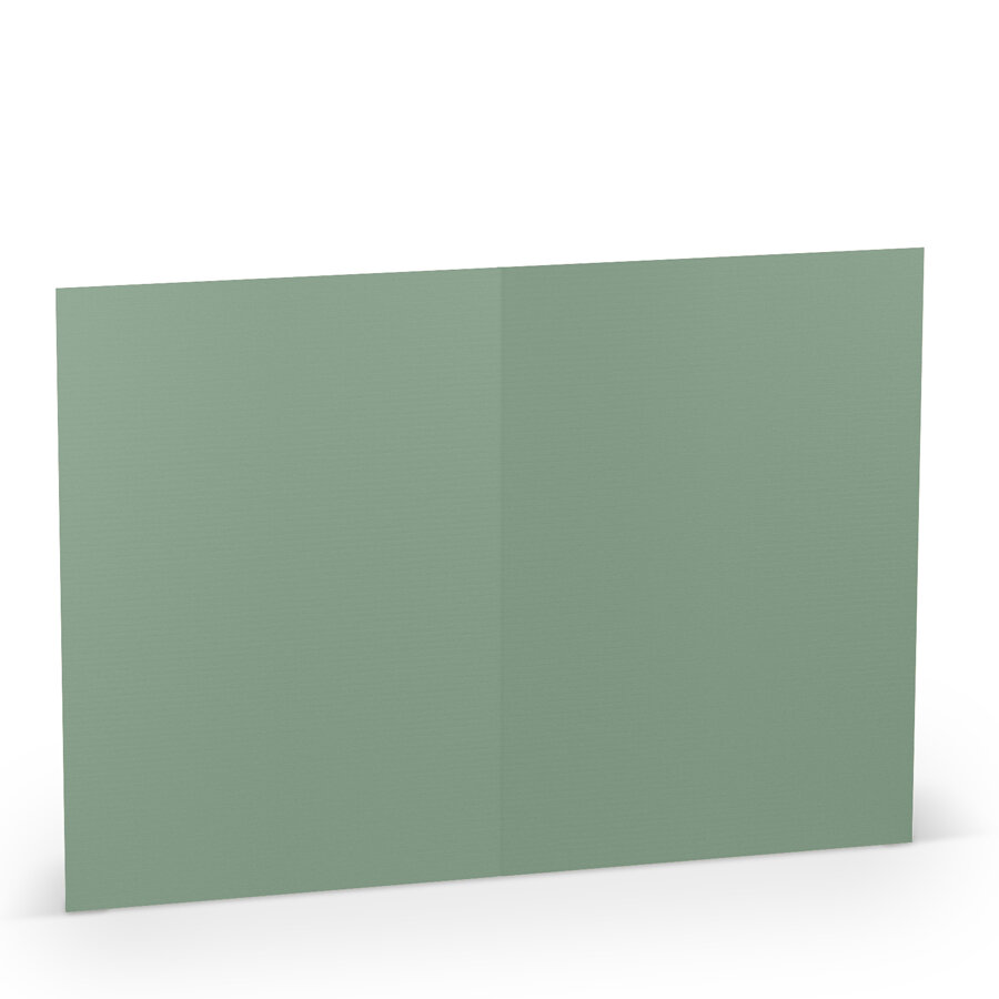 cartes pliantes (portrait) colorées vert (eucalyptus) 120 x 169 mm (din b6) | 220 g/qm côtelé (paperado) | sans fenêtre | pas de fermeture | pas de rabat | 50 pièces