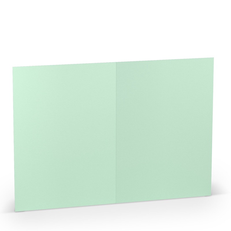cartes pliantes (portrait) colorées vert (menthe) 120 x 169 mm (din b6) | 220 g/qm côtelé (paperado) | sans fenêtre | pas de fermeture | pas de rabat | 50 pièces