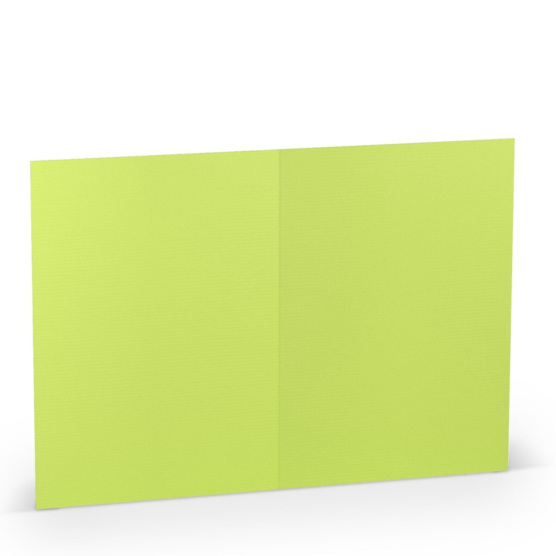 cartes pliantes (portrait) colorées vert (vert de mai) 120 x 169 mm (din b6) | 220 g/qm côtelé (paperado) | sans fenêtre | pas de fermeture | pas de rabat | 50 pièces
