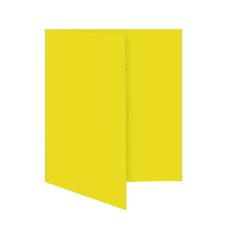 cartes pliantes colorées jaune (jaune bouton d'or) 148 x 210 mm (din a5) | 230 g/qm offset | sans fenêtre | pas de fermeture | pas de rabat | 50 pièces