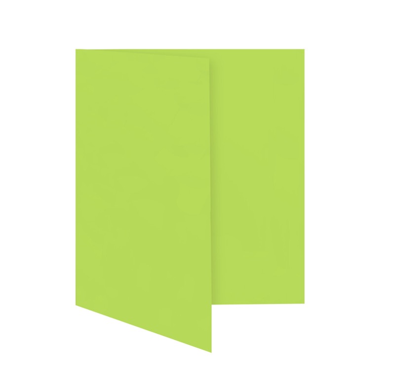 cartes pliantes colorées vert (vert tilleul) 148 x 210 mm (din a5) | 230 g/qm offset | sans fenêtre | pas de fermeture | pas de rabat | 50 pièces