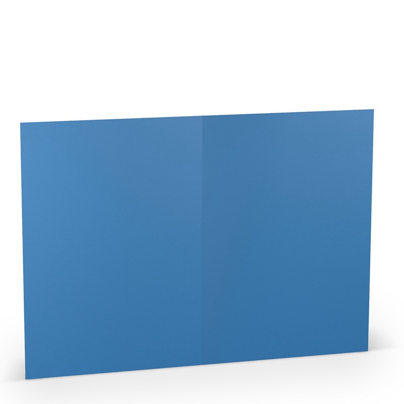 cartes pliantes (portrait) colorées bleu (bleu dur) 148 x 210 mm (din a5) | 220 g/qm côtelé (paperado) | sans fenêtre | pas de fermeture | pas de rabat | 50 pièces