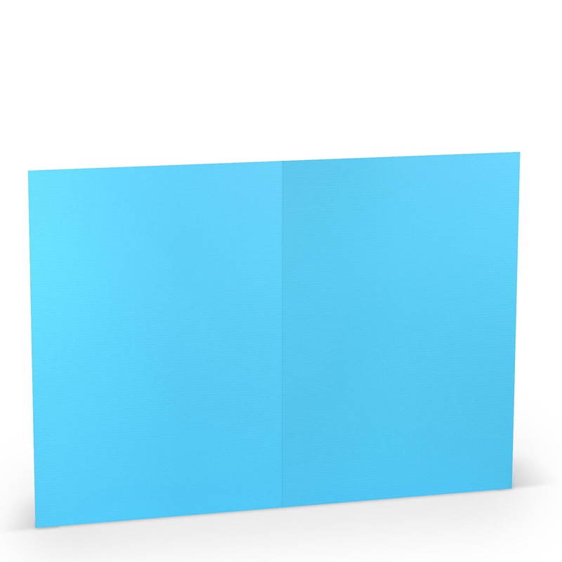 cartes pliantes (portrait) colorées bleu (pacific) 148 x 210 mm (din a5) | 220 g/qm côtelé (paperado) | sans fenêtre | pas de fermeture | pas de rabat | 50 pièces