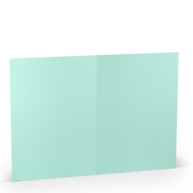 cartes pliantes (portrait) colorées bleu (turquoise caraïbe) 148 x 210 mm (din a5) | 220 g/qm côtelé (paperado) | sans fenêtre | pas de fermeture | pas de rabat | 50 pièces