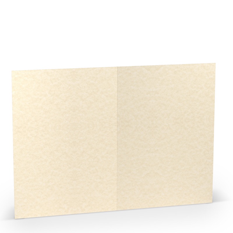 cartes pliantes (portrait) colorées crème (crème marbré) 148 x 210 mm (din a5) | 220 g/qm offset (paperado) | sans fenêtre | pas de fermeture | pas de rabat | 50 pièces