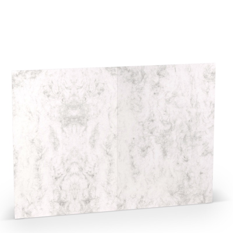 cartes pliantes (portrait) colorées gris (gris marbré) 148 x 210 mm (din a5) | 220 g/qm offset (paperado) | sans fenêtre | pas de fermeture | pas de rabat | 50 pièces