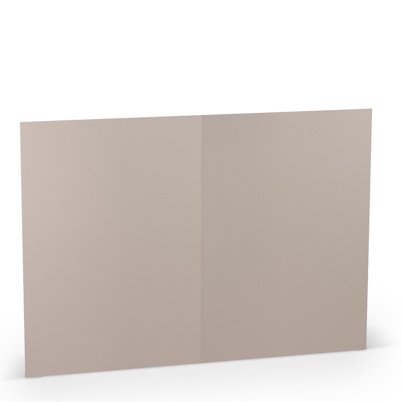 cartes pliantes (portrait) colorées gris (gris taupe) 148 x 210 mm (din a5) | 220 g/qm côtelé (paperado) | sans fenêtre | pas de fermeture | pas de rabat | 50 pièces