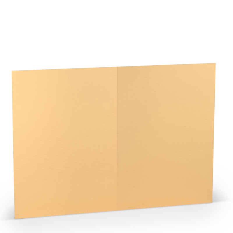 cartes pliantes (portrait) colorées jaune (jaune melon) 148 x 210 mm (din a5) | 220 g/qm côtelé (paperado) | sans fenêtre | pas de fermeture | pas de rabat | 50 pièces