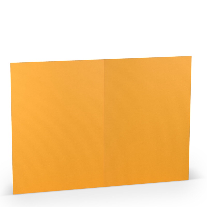 cartes pliantes (portrait) colorées jaune (ocre jaune) 148 x 210 mm (din a5) | 220 g/qm côtelé (paperado) | sans fenêtre | pas de fermeture | pas de rabat | 50 pièces