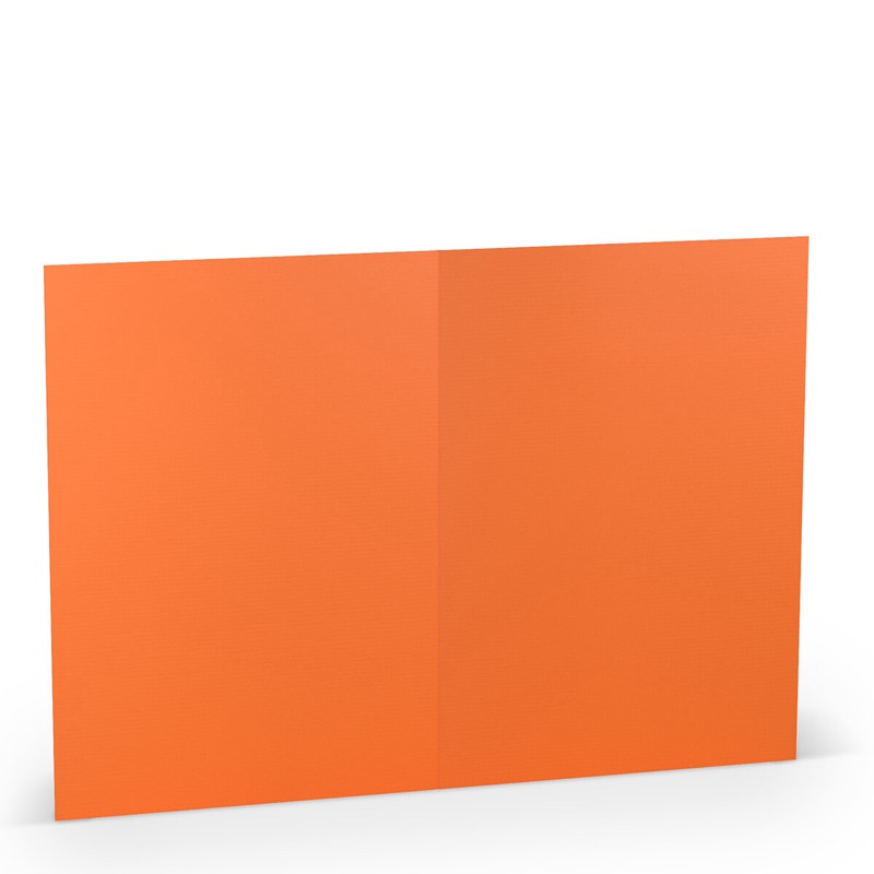 cartes pliantes (portrait) colorées orange 148 x 210 mm (din a5) | 220 g/qm côtelé (paperado) | sans fenêtre | pas de fermeture | pas de rabat | 50 pièces