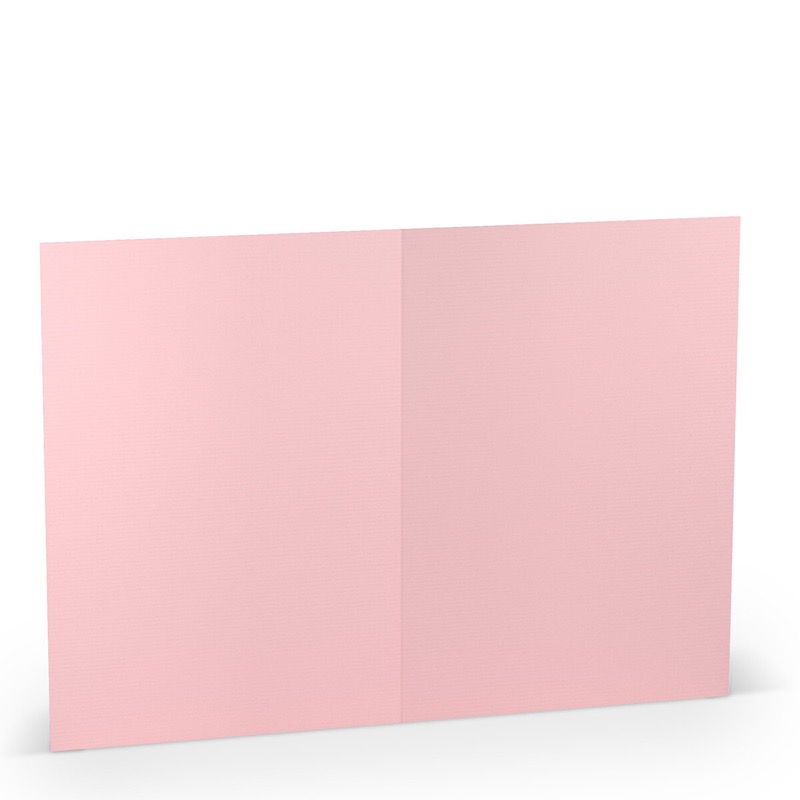 cartes pliantes (portrait) colorées rose (rose flamant) 148 x 210 mm (din a5) | 220 g/qm côtelé (paperado) | sans fenêtre | pas de fermeture | pas de rabat | 50 pièces