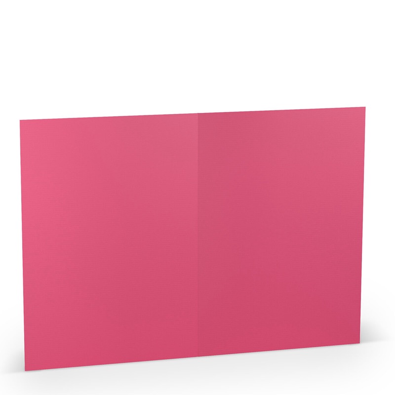 cartes pliantes (portrait) colorées rose (rose fuchsia) 148 x 210 mm (din a5) | 220 g/qm côtelé (paperado) | sans fenêtre | pas de fermeture | pas de rabat | 50 pièces