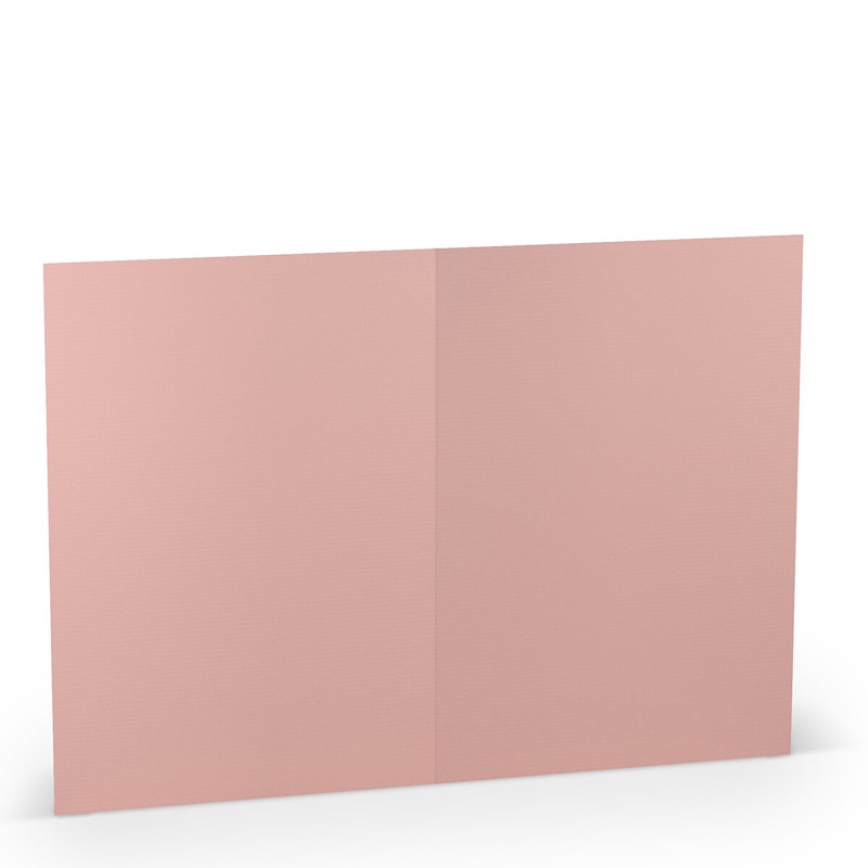 cartes pliantes (portrait) colorées rose (vieux rose) 148 x 210 mm (din a5) | 220 g/qm côtelé (paperado) | sans fenêtre | pas de fermeture | pas de rabat | 50 pièces
