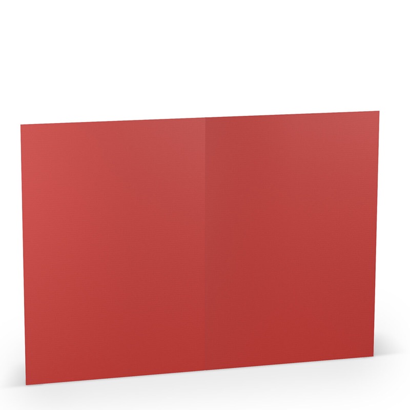 cartes pliantes (portrait) colorées rouge (rouge tomate) 148 x 210 mm (din a5) | 220 g/qm côtelé (paperado) | sans fenêtre | pas de fermeture | pas de rabat | 50 pièces