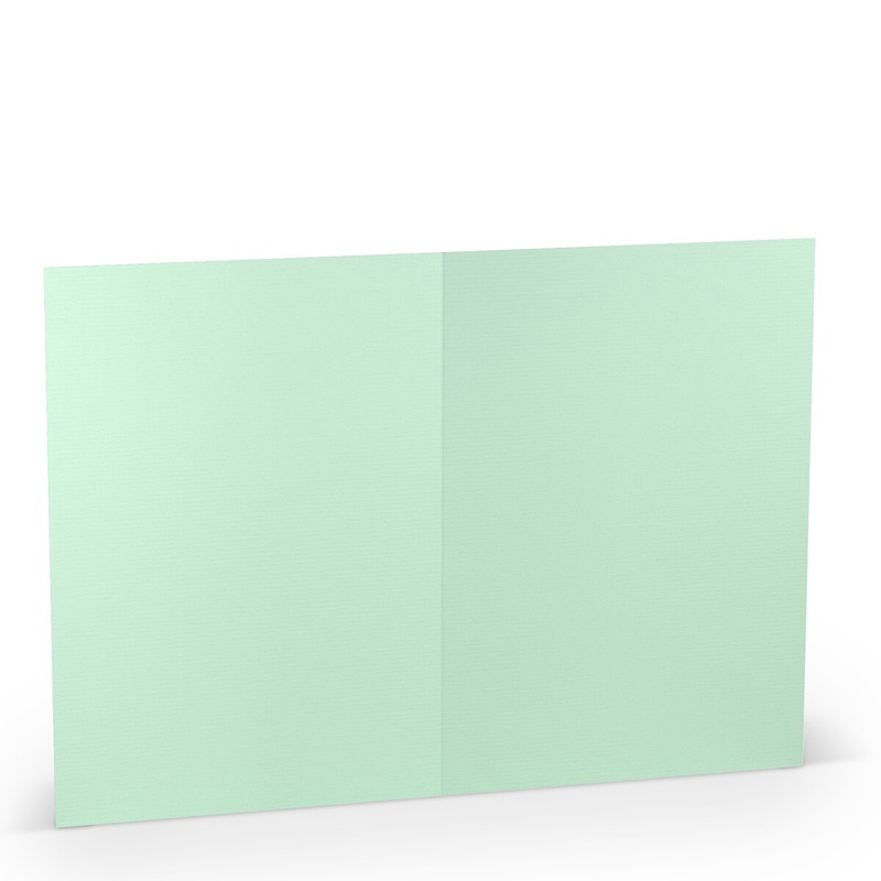 cartes pliantes (portrait) colorées vert (menthe) 148 x 210 mm (din a5) | 220 g/qm côtelé (paperado) | sans fenêtre | pas de fermeture | pas de rabat | 50 pièces