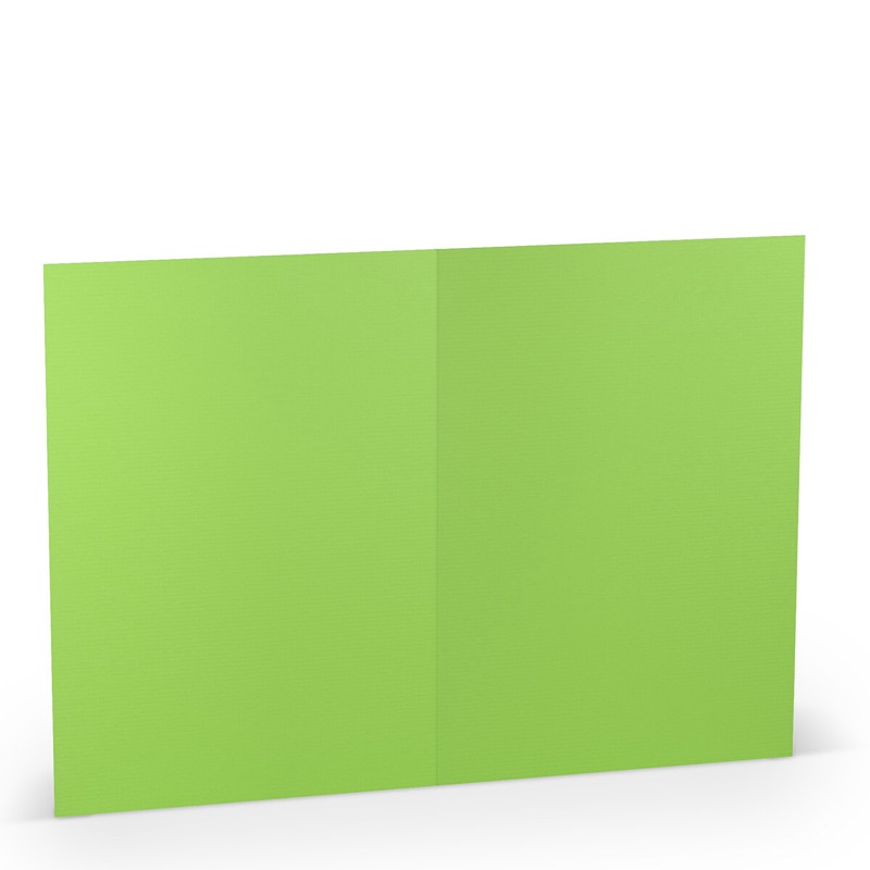 cartes pliantes (portrait) colorées vert (pomme) 148 x 210 mm (din a5) | 220 g/qm côtelé (paperado) | sans fenêtre | pas de fermeture | pas de rabat | 50 pièces
