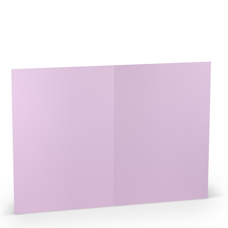 cartes pliantes (portrait) colorées violet (orchidée lilas) 148 x 210 mm (din a5) | 220 g/qm côtelé (paperado) | sans fenêtre | pas de fermeture | pas de rabat | 50 pièces