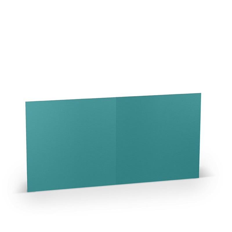 cartes pliantes (carré) colorées bleu (ocean) 157 x 157 mm | 220 g/qm côtelé (paperado) | sans fenêtre | pas de fermeture | pas de rabat | 50 pièces