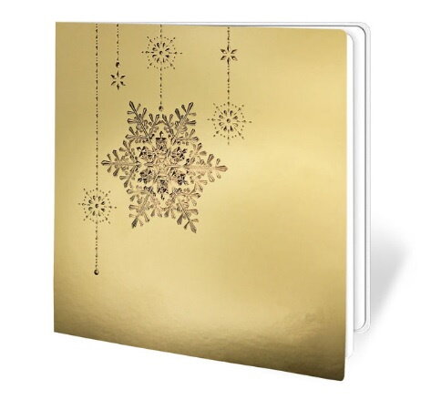 cartes de noël colorées doré (motif flocon de neige) 160 x 160 mm | 260 g/qm métallique | sans fenêtre | pas de fermeture | pas de rabat | 10 pièces