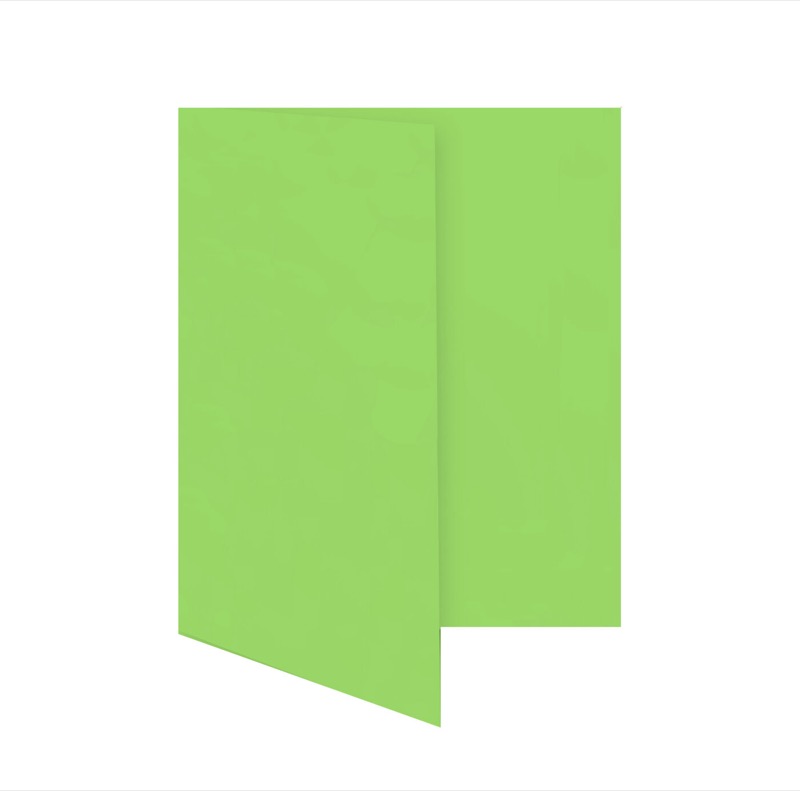 cartes pliantes colorées vert (pomme verte) 70 x 105 mm (din a7) | 230 g/qm offset | sans fenêtre | pas de fermeture | pas de rabat | 50 pièces