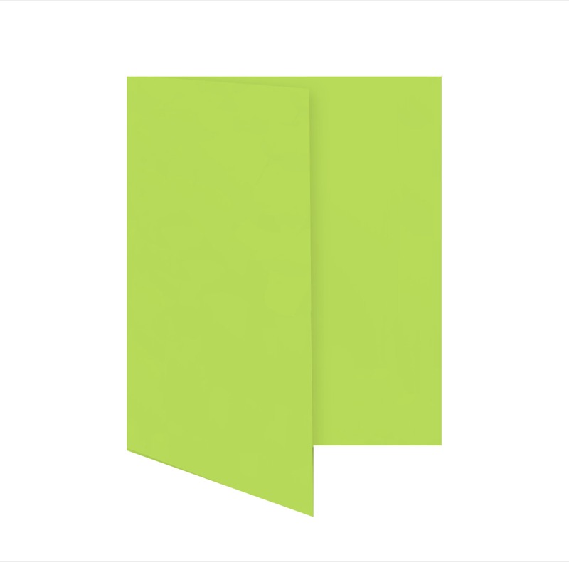 cartes pliantes colorées vert (vert tilleul) 70 x 105 mm (din a7) | 230 g/qm offset | sans fenêtre | pas de fermeture | pas de rabat | 50 pièces