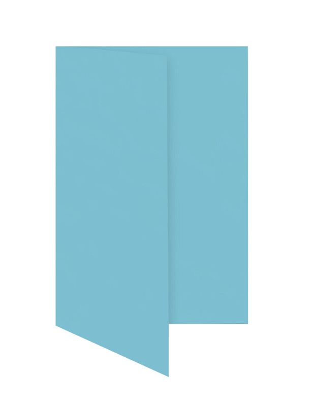 cartes pliantes colorées bleu (turquoise caraïbe) 80 x 130 mm | 230 g/qm offset | sans fenêtre | pas de fermeture | pas de rabat | 50 pièces