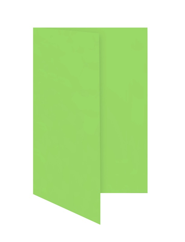 cartes pliantes colorées vert (pomme verte) 80 x 130 mm | 230 g/qm offset | sans fenêtre | pas de fermeture | pas de rabat | 50 pièces