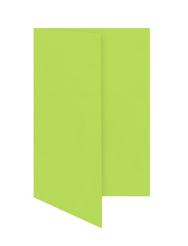 cartes pliantes colorées vert (vert tilleul) 80 x 130 mm | 230 g/qm offset | sans fenêtre | pas de fermeture | pas de rabat | 50 pièces
