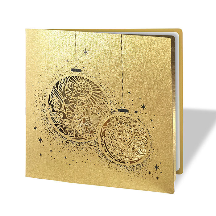 cartes de noël colorées doré () 135 x 135 mm | 300 g/qm brillant | sans fenêtre | pas de fermeture | pas de rabat | 10 pièces