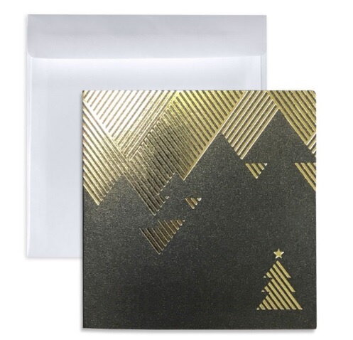 Cartes de Noël Noël colorées Noir (motif sapin de nöel) 135 x 135 mm