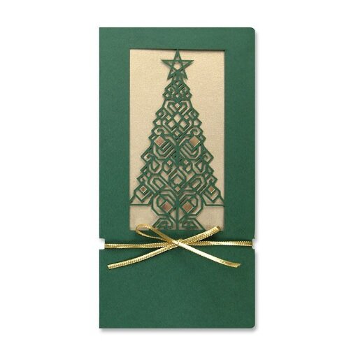 cartes de noël colorées vert (motif sapin de nöel) 100 x 200 mm | 300 g/qm offset | sans fenêtre | pas de fermeture | pas de rabat | 10 pièces