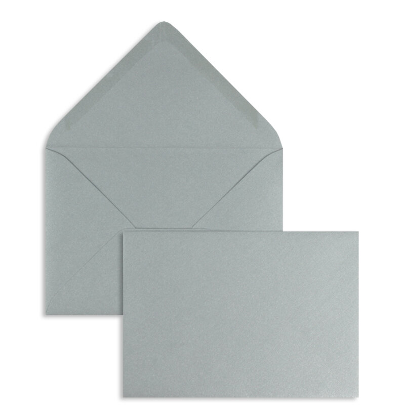 enveloppes colorées argent (argent glamoureux) 110 x 156 mm (din c6) | 120 g/m² offset | sans fenêtre | fermeture gommée | rabat pointu | 100 pièces