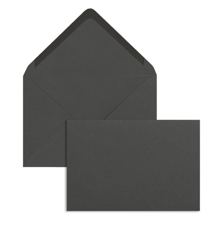 enveloppes colorées gris (gris foncé) 110 x 156 mm (din c6) | 120 g/qm offset | sans fenêtre | fermeture gommée | rabat pointu | 100 pièces