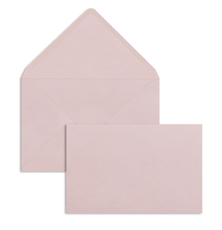 enveloppes colorées rose (rose clair) 110 x 156 mm (din c6) | 120 g/qm offset | sans fenêtre | fermeture gommée | rabat pointu | 100 pièces