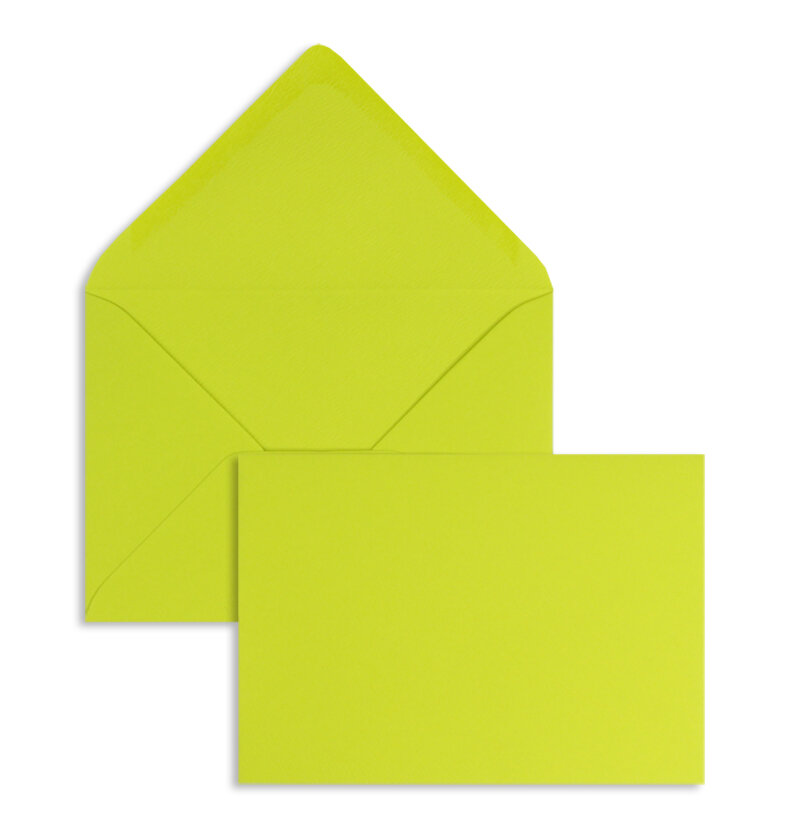 enveloppes colorées vert (limon (vert clair)) 110 x 156 mm (din c6) | 120 g/m² offset | sans fenêtre | fermeture gommée | rabat pointu | 100 pièces