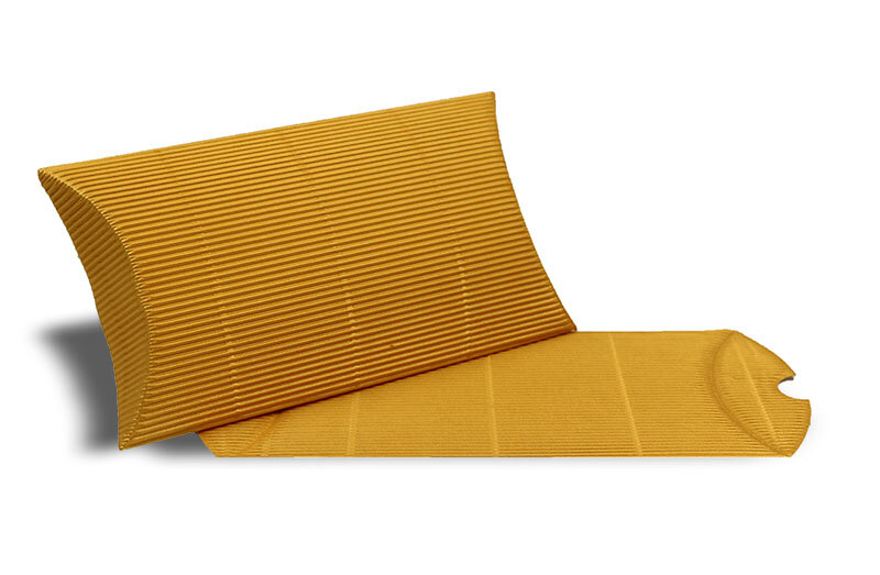boîtes cadeau oreiller colorées doré 110 x 220 x 30 mm (din lang) | 240 g/qm carton ondulé | sans fenêtre | fermeture adhésive | rabat droit | 25 pièces