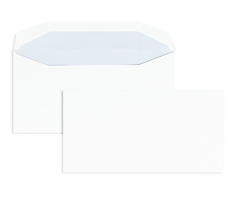 enveloppe de mise sous pli blanc 110 x 220 mm (dl) | 110 g/m² offset | sans fenêtre | fermeture gommée | rabat trapézoïdal | 1000 pièces